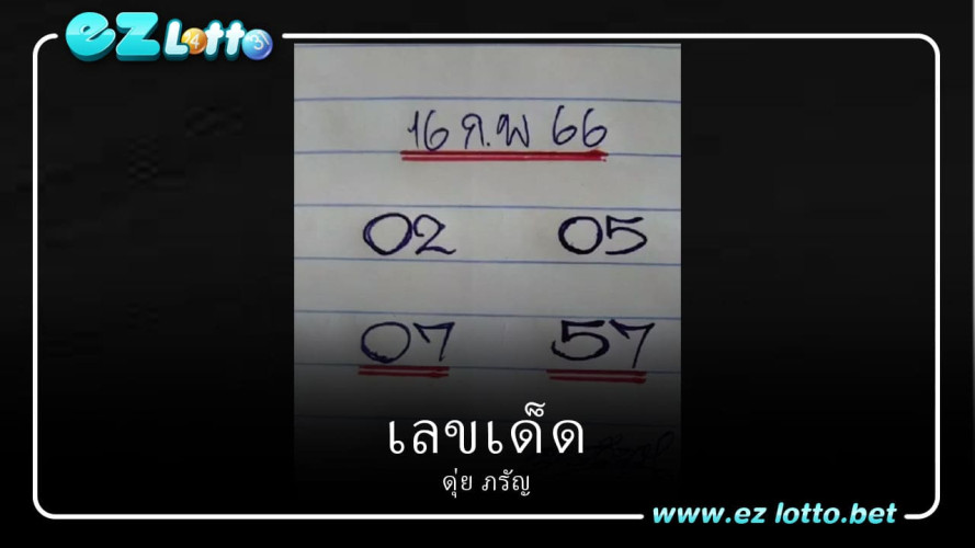 ดุ่ย ภ รัญ ฟันธง เลขเด่นวันพฤหัส “เลขเด็ด16/2/66” มาแล้ว แนวทาง หวยรัฐบาล ไทย นักแนะแนวทางแถวหน้า