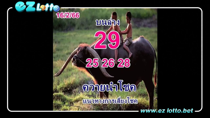 แนวทางเลขท้าย 2 ตัวบน-ล่าง ของควายนำโชคงวดนี้ ให้เด่นเลขท้าย 2 ตัวเดิมแต่สลับตำแหน่งคือเลข 29 ส่วนเลขเด่นรอง 2 ตัวคือ 25-26 -28 ซึ่งถือได้ว่ายังติดเลขเดิมอยู่ ไม่รู้จะมีโอกาสเหมือนเบอร์สำนักอื่นหรือเปล่า